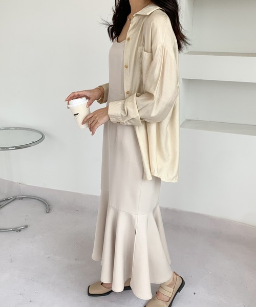 ECLIN(エクラン)の「バックリボンスリットマーメイドキャミワンピース(ワンピース・レディース・ブラック/ベージュ/ネイビー・S/M)」の20枚目の写真