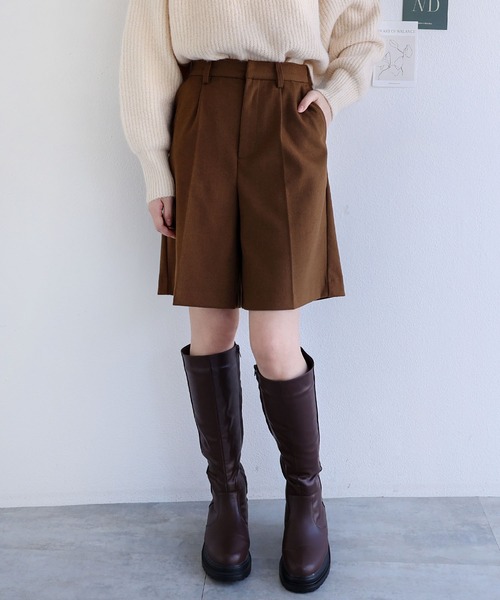 andme（アンドミー）の「フェイクウールショートパンツ（その他パンツ・レディース・チャコールグレー/ブラック/ブラウン/オフホワイト/ラベンダー・M/L）」の5枚目の写真