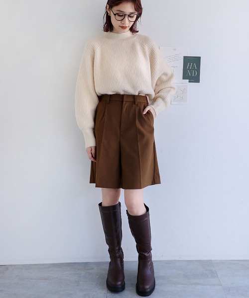 andme（アンドミー）の「フェイクウールショートパンツ（その他パンツ・レディース・チャコールグレー/ブラック/ブラウン/オフホワイト/ラベンダー・M/L）」の19枚目の写真