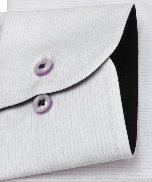 TOKYO SHIRTS（トウキョウシャツ）の「形態安定ノーアイロン ボタンダウン 長袖ビジネスワイシャツ（ビジネスシャツ・メンズ・ライトパープル・首回り41cm-裄丈86cm/首回り37cm-裄丈80cm/首回り42cm-裄丈86cm/首回り39cm-裄丈84cm/首回り43cm-裄丈86cm/首回り39cm-裄丈80cm/首回り42cm-裄丈82cm/首回り41cm-裄丈82cm/首回り37cm-裄丈84cm/首回り43cm-裄丈82cm）」の3枚目の写真