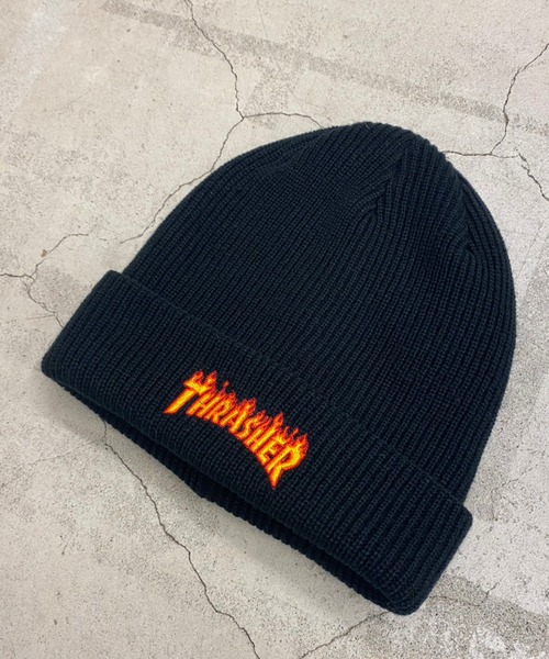THRASHER（スラッシャー）の「WEGO/THRASHER FLAME LOGO アクリルビーニー（ニットキャップ/ビーニー・メンズ・ブラック・FREE）」の3枚目の写真