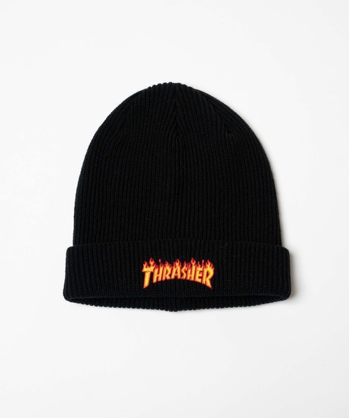 THRASHER（スラッシャー）の「WEGO/THRASHER FLAME LOGO アクリルビーニー（ニットキャップ/ビーニー・メンズ・ブラック・FREE）」の4枚目の写真
