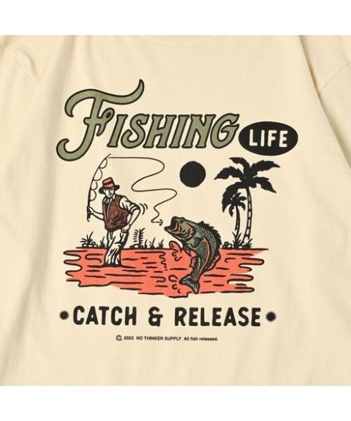 NOTHINKER(ノーシンカー)の「FISHING LIFE long T-shirt(Tシャツ/カットソー・メンズ・ブルー/ナチュラル/ピンク系その他・LARGE/X-LARGE/MEDIUM)」の4枚目の写真