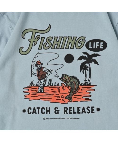 NOTHINKER(ノーシンカー)の「FISHING LIFE long T-shirt(Tシャツ/カットソー・メンズ・ブルー/ナチュラル/ピンク系その他・LARGE/X-LARGE/MEDIUM)」の8枚目の写真