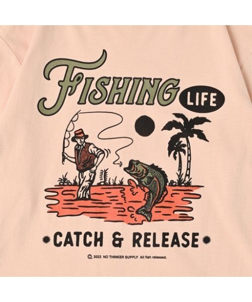 NOTHINKER(ノーシンカー)の「FISHING LIFE long T-shirt(Tシャツ/カットソー・メンズ・ブルー/ナチュラル/ピンク系その他・LARGE/X-LARGE/MEDIUM)」の12枚目の写真