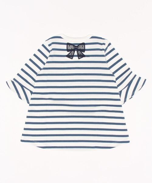 KP（ケーピー）の「リボンアップリケ天竺ボーダー柄7分袖チュニック(100～130)（チュニック・キッズ・パープル/ブルー系その他・100cm/110cm/120cm/130cm）」の3枚目の写真