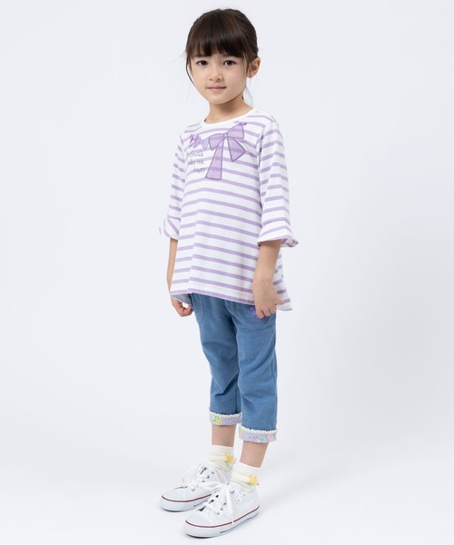 KP（ケーピー）の「リボンアップリケ天竺ボーダー柄7分袖チュニック(100～130)（チュニック・キッズ・パープル/ブルー系その他・100cm/110cm/120cm/130cm）」の10枚目の写真