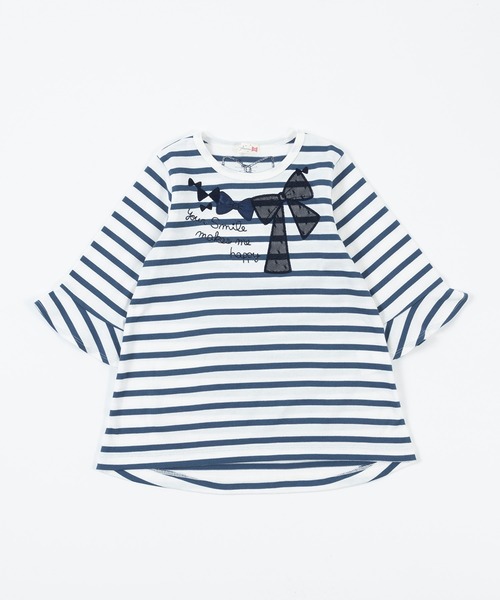 KP（ケーピー）の「リボンアップリケ天竺ボーダー柄7分袖チュニック(100～130)（チュニック・キッズ・パープル/ブルー系その他・100cm/110cm/120cm/130cm）」の16枚目の写真