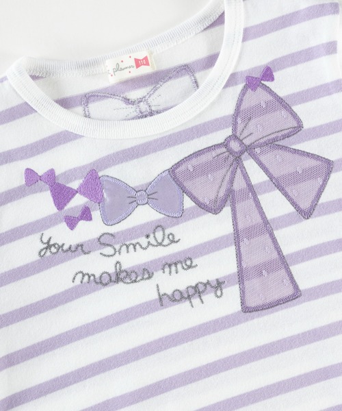 KP（ケーピー）の「リボンアップリケ天竺ボーダー柄7分袖チュニック(100～130)（チュニック・キッズ・パープル/ブルー系その他・100cm/110cm/120cm/130cm）」の12枚目の写真