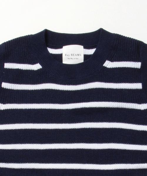 Ray BEAMS（レイビームス）の「Ray BEAMS / ボーダー サイドリボンノースリーブ（ニット/セーター・レディース・オフホワイト/ネイビー・ONE SIZE）」の13枚目の写真
