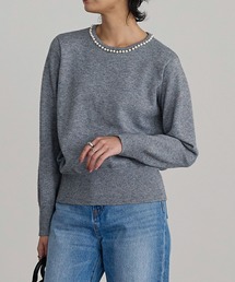 パール付きニットプルオーバー