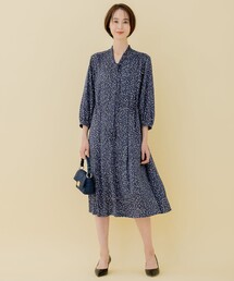 【XSサイズ~/洗える】フローイングドットプリント ワンピース
