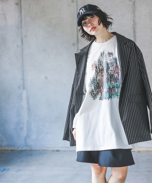 PAGEBOY(ページボーイ)の「シュレッダーフラワーロンT(Tシャツ/カットソー・レディース・ネイビー/ブラック/オフホワイト・FREE)」の4枚目の写真