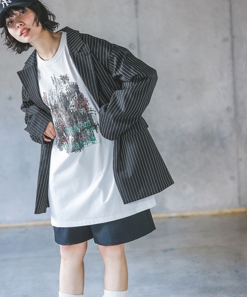 PAGEBOY(ページボーイ)の「シュレッダーフラワーロンT(Tシャツ/カットソー・レディース・ネイビー/ブラック/オフホワイト・FREE)」の6枚目の写真