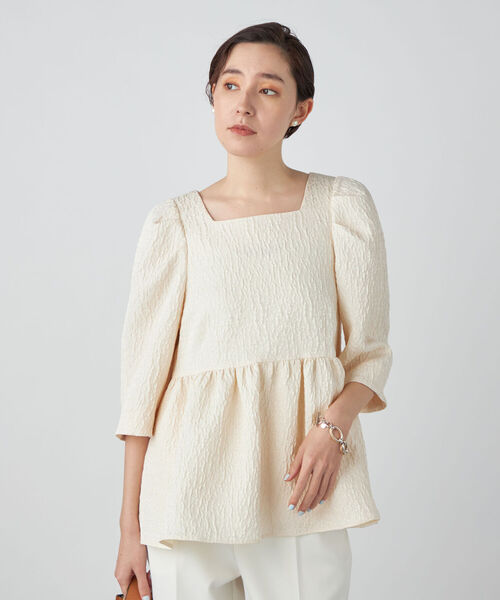 NOLLEY’S Sophi（ノーリーズソフィ）の「リップルマトラッセペプラムブラウス（シャツ/ブラウス・レディース・ブラック/オフホワイト・38）」の9枚目の写真