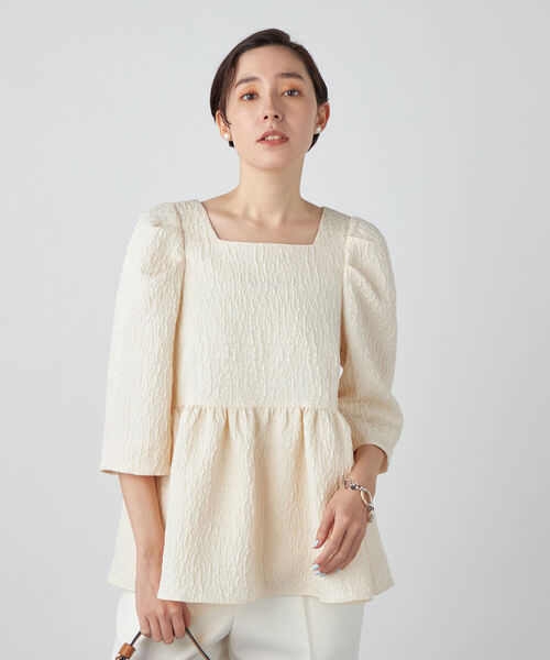 NOLLEY’S Sophi（ノーリーズソフィ）の「リップルマトラッセペプラムブラウス（シャツ/ブラウス・レディース・ブラック/オフホワイト・38）」の10枚目の写真