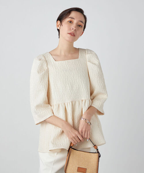 NOLLEY’S Sophi（ノーリーズソフィ）の「リップルマトラッセペプラムブラウス（シャツ/ブラウス・レディース・ブラック/オフホワイト・38）」の15枚目の写真