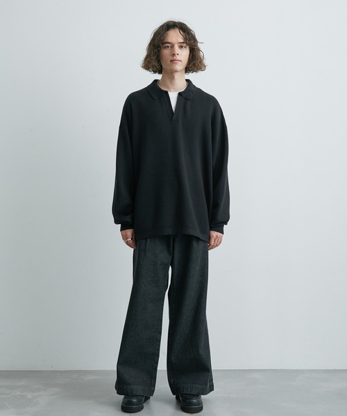 JUNRED(ジュンレッド)の「ルーズスキッパーニットシャツ(ニット/セーター・メンズ・ブラック/ライトグレー/グリーン・S/M/L)」の8枚目の写真