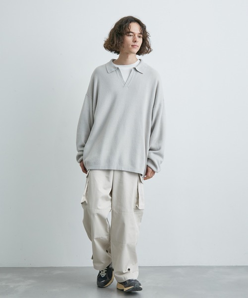 JUNRED(ジュンレッド)の「ルーズスキッパーニットシャツ(ニット/セーター・メンズ・ブラック/ライトグレー/グリーン・S/M/L)」の10枚目の写真