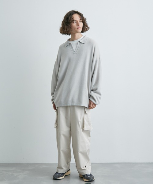 JUNRED(ジュンレッド)の「ルーズスキッパーニットシャツ(ニット/セーター・メンズ・ブラック/ライトグレー/グリーン・S/M/L)」の11枚目の写真