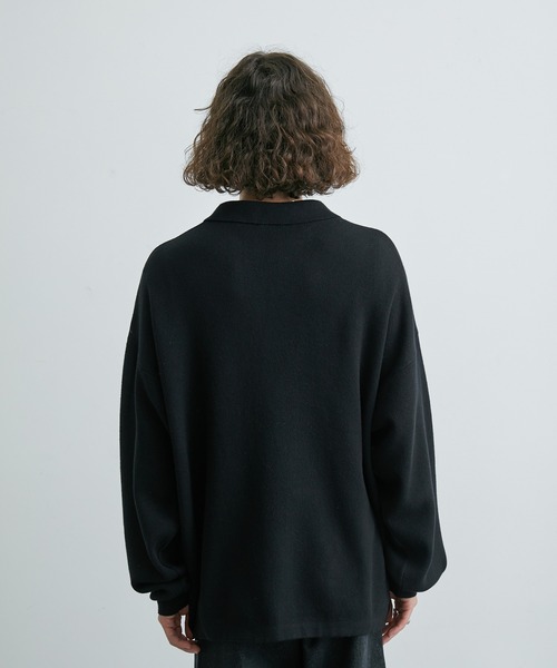 JUNRED(ジュンレッド)の「ルーズスキッパーニットシャツ(ニット/セーター・メンズ・ブラック/ライトグレー/グリーン・S/M/L)」の15枚目の写真
