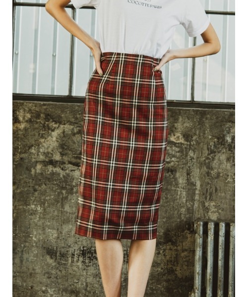 チェック柄ペンシルスカート（スカート）｜Soir,5 COCOTTE PARIS