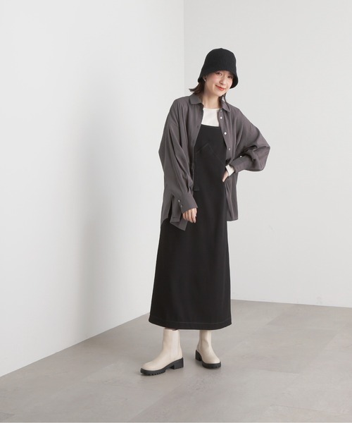 N.（N. Natural Beauty Basic）（エヌエヌナチュラルビューティーベーシック）の「◆三角テレコボートネックカットソー（Tシャツ/カットソー・レディース・モカ/ブラック/オフホワイト・MEDIUM）」の9枚目の写真