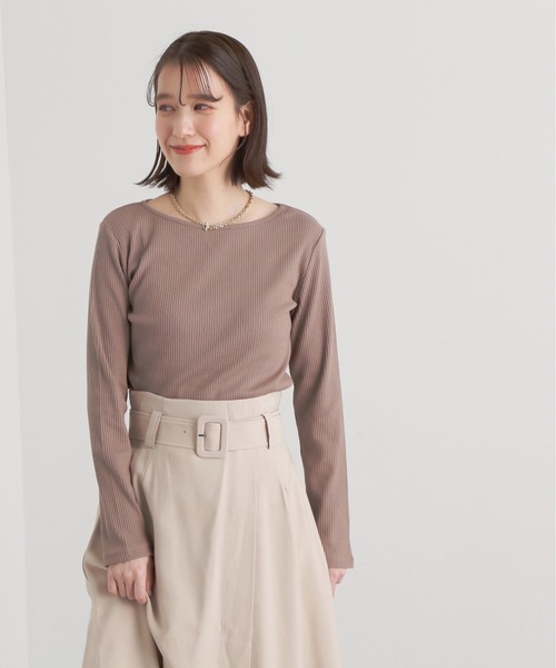 N.（N. Natural Beauty Basic）（エヌエヌナチュラルビューティーベーシック）の「◆三角テレコボートネックカットソー（Tシャツ/カットソー・レディース・モカ/ブラック/オフホワイト・MEDIUM）」の15枚目の写真
