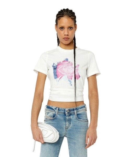 DIESEL（ディーゼル）の「レディース 半袖 Tシャツ グラフィック（Tシャツ/カットソー・レディース・ホワイト/ブラック・MEDIUM/LARGE/X-SMALL/SMALL）」の6枚目の写真