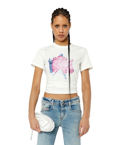 DIESEL（ディーゼル）の「レディース 半袖 Tシャツ グラフィック（Tシャツ/カットソー・レディース・ホワイト/ブラック・MEDIUM/LARGE/X-SMALL/SMALL）」の13枚目の写真