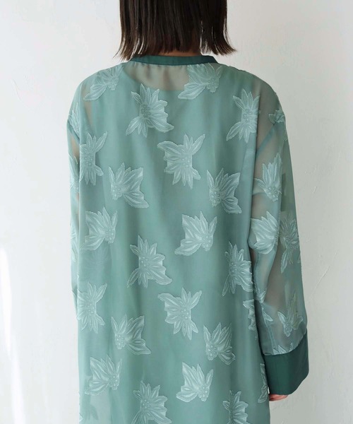 Lant Kalte（ラントカルテ）の「【Lant Kalte】ジャガードシアーリーフアンサンブルワンピース（ワンピース・レディース・ブラック/グリーン/ライトブラウン・M）」の13枚目の写真