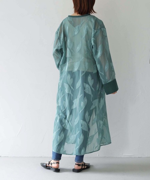 Lant Kalte（ラントカルテ）の「【Lant Kalte】ジャガードシアーリーフアンサンブルワンピース（ワンピース・レディース・ブラック/グリーン/ライトブラウン・M）」の18枚目の写真
