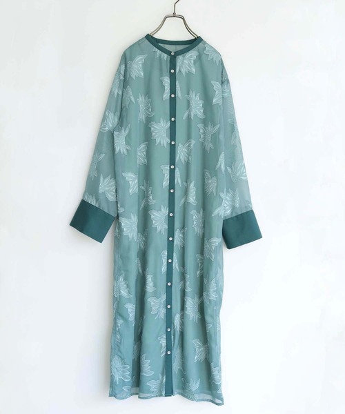 Lant Kalte（ラントカルテ）の「【Lant Kalte】ジャガードシアーリーフアンサンブルワンピース（ワンピース・レディース・ブラック/グリーン/ライトブラウン・M）」の11枚目の写真