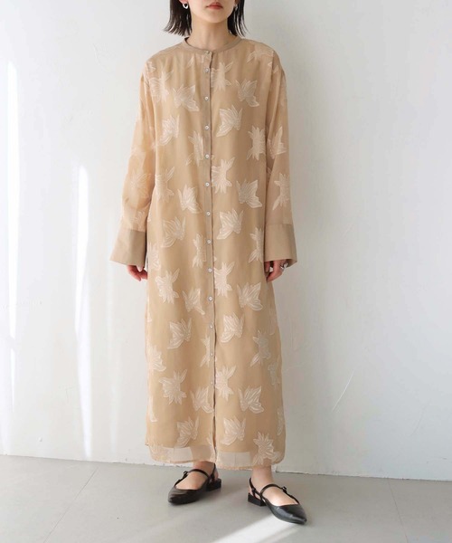 Lant Kalte（ラントカルテ）の「【Lant Kalte】ジャガードシアーリーフアンサンブルワンピース（ワンピース・レディース・ブラック/グリーン/ライトブラウン・M）」の16枚目の写真