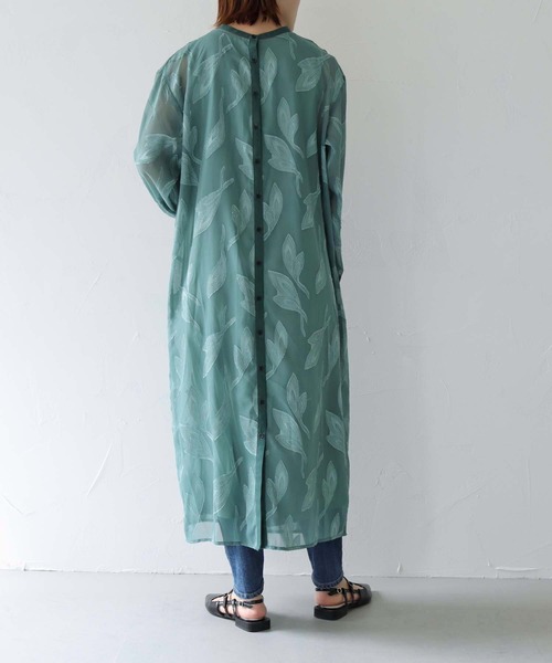 Lant Kalte（ラントカルテ）の「【Lant Kalte】ジャガードシアーリーフアンサンブルワンピース（ワンピース・レディース・ブラック/グリーン/ライトブラウン・M）」の22枚目の写真