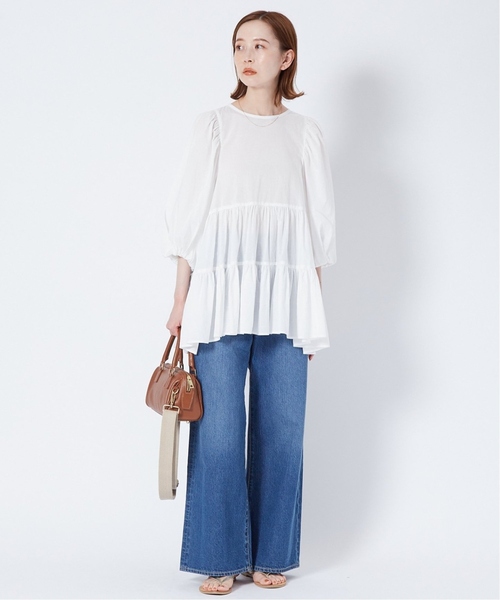 JOURNAL STANDARD（ジャーナルスタンダード）の「《追加》コットンティアードハーフスリーブブラウス（シャツ/ブラウス・レディース・ホワイト/ブラック/ブルー・FREE）」の17枚目の写真