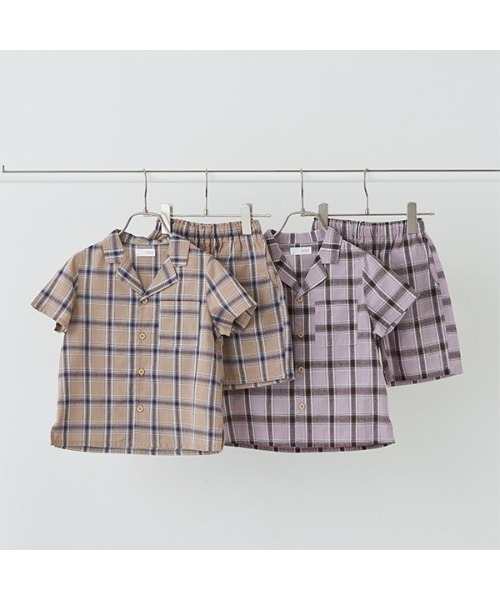 b・ROOM（ビールーム）の「オープンカラーシャツ&4分丈パンツセットアップ（アンサンブル・キッズ・ブルーグレー/グレイッシュベージュ/ブラック/ベージュ/ラベンダー・140cm/150cm/110cm/130cm/120cm）」の9枚目の写真