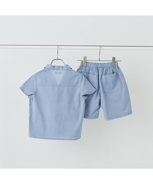 b・ROOM（ビールーム）の「オープンカラーシャツ&4分丈パンツセットアップ（アンサンブル・キッズ・ブルーグレー/グレイッシュベージュ/ブラック/ベージュ/ラベンダー・140cm/150cm/110cm/130cm/120cm）」の8枚目の写真