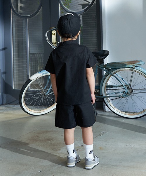 b・ROOM（ビールーム）の「オープンカラーシャツ&4分丈パンツセットアップ（アンサンブル・キッズ・ブルーグレー/グレイッシュベージュ/ブラック/ベージュ/ラベンダー・140cm/150cm/110cm/130cm/120cm）」の21枚目の写真