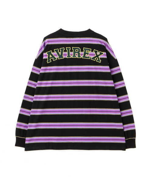 AVIREX(アヴィレックス)の「【直営店限定】BORDER LOGO LONG SLEEVE T-SHIRT / ボーダー ロゴ 長袖 Tシャツ / AVIREX / アヴィレックス(Tシャツ/カットソー・メンズ・パープル/グリーン・L/M)」の7枚目の写真