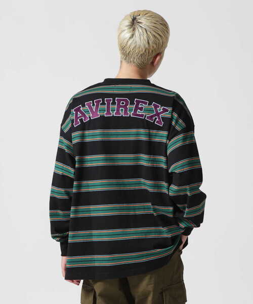 AVIREX(アヴィレックス)の「【直営店限定】BORDER LOGO LONG SLEEVE T-SHIRT / ボーダー ロゴ 長袖 Tシャツ / AVIREX / アヴィレックス(Tシャツ/カットソー・メンズ・パープル/グリーン・L/M)」の9枚目の写真