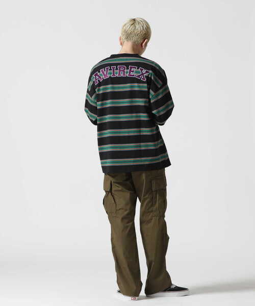 AVIREX(アヴィレックス)の「【直営店限定】BORDER LOGO LONG SLEEVE T-SHIRT / ボーダー ロゴ 長袖 Tシャツ / AVIREX / アヴィレックス(Tシャツ/カットソー・メンズ・パープル/グリーン・L/M)」の10枚目の写真