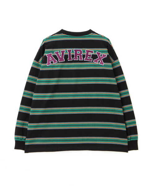 AVIREX(アヴィレックス)の「【直営店限定】BORDER LOGO LONG SLEEVE T-SHIRT / ボーダー ロゴ 長袖 Tシャツ / AVIREX / アヴィレックス(Tシャツ/カットソー・メンズ・パープル/グリーン・L/M)」の13枚目の写真