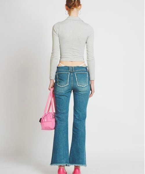 CRANK(クランク)の「【CRANK/クランク】LOGO PK CROP CARDIGAN/ クロップ カーディガン(カーディガン/ボレロ・レディース・ホワイト/杢グレー/ブラック・ONE SIZE)」の12枚目の写真