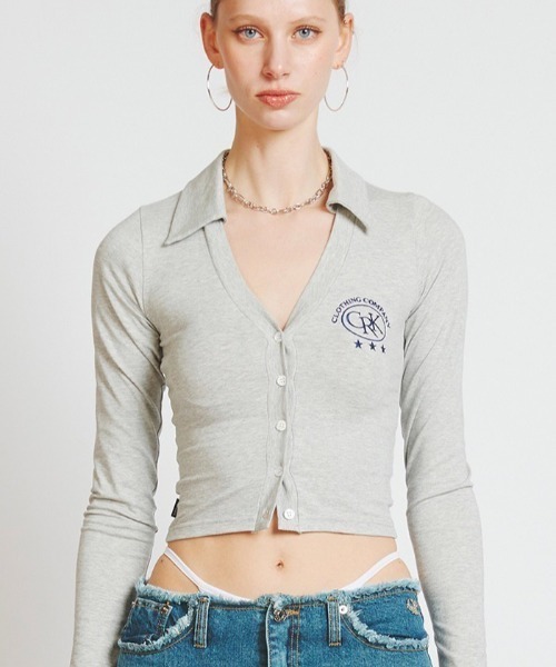 CRANK(クランク)の「【CRANK/クランク】LOGO PK CROP CARDIGAN/ クロップ カーディガン(カーディガン/ボレロ・レディース・ホワイト/杢グレー/ブラック・ONE SIZE)」の18枚目の写真