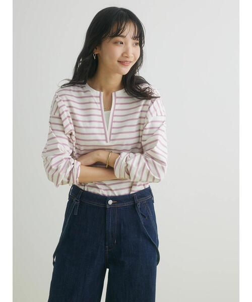 CRAFT STANDARD BOUTIQUE（クラフトスタンダードブティック）の「キーネックレイヤードプルオーバー（Tシャツ/カットソー・レディース・ピンク/グリーン/ブルー/ネイビー・FREE）」の5枚目の写真