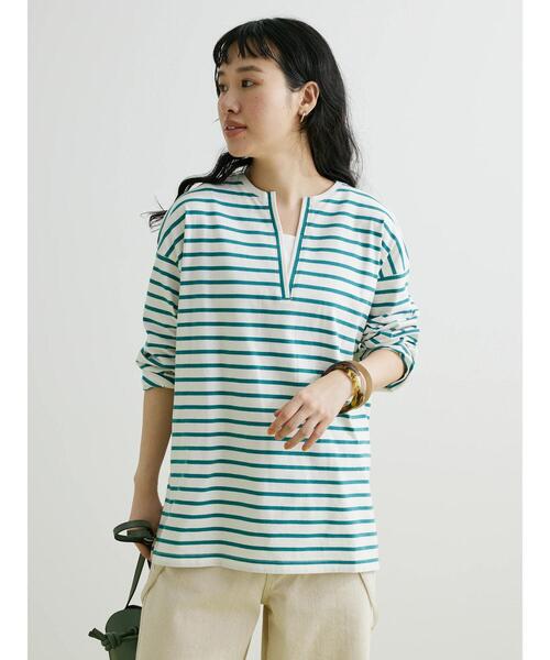 CRAFT STANDARD BOUTIQUE（クラフトスタンダードブティック）の「キーネックレイヤードプルオーバー（Tシャツ/カットソー・レディース・ピンク/グリーン/ブルー/ネイビー・FREE）」の6枚目の写真