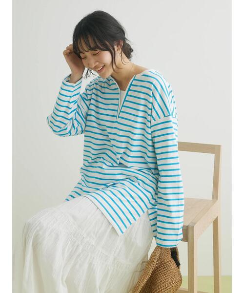 CRAFT STANDARD BOUTIQUE（クラフトスタンダードブティック）の「キーネックレイヤードプルオーバー（Tシャツ/カットソー・レディース・ピンク/グリーン/ブルー/ネイビー・FREE）」の7枚目の写真