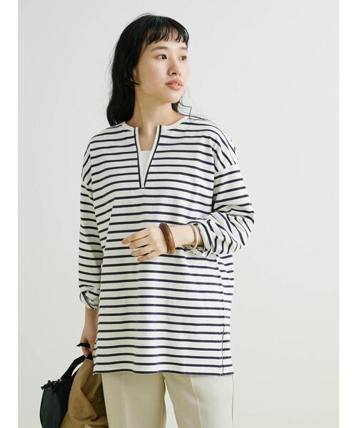 CRAFT STANDARD BOUTIQUE（クラフトスタンダードブティック）の「キーネックレイヤードプルオーバー（Tシャツ/カットソー・レディース・ピンク/グリーン/ブルー/ネイビー・FREE）」の8枚目の写真