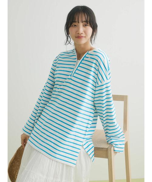 CRAFT STANDARD BOUTIQUE（クラフトスタンダードブティック）の「キーネックレイヤードプルオーバー（Tシャツ/カットソー・レディース・ピンク/グリーン/ブルー/ネイビー・FREE）」の10枚目の写真